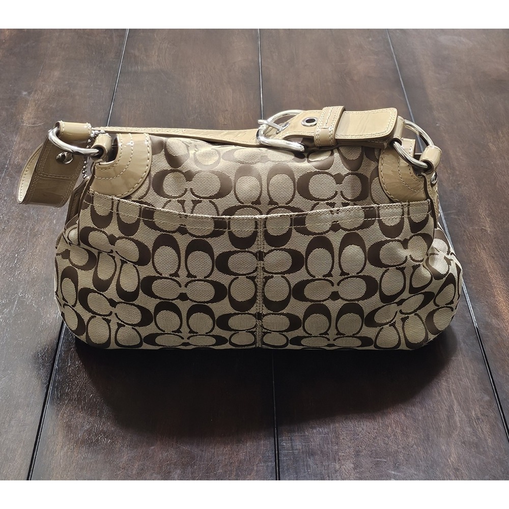 Coach F13739 Signature Soho Flap Shoulder Bag Purse Tan With Matching Wallet Y2K - Picture 3 of 14